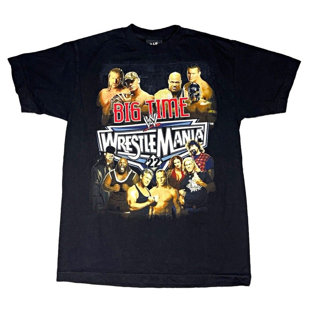 VTG Y2K WWE WrestleMania 22 Big Time T Shirt Mens Medium Black Chicago Licensed